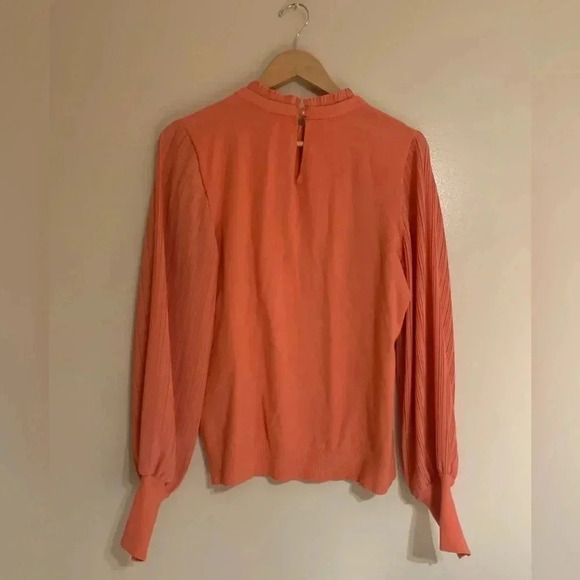 Elegant blouse balloon sleeves peach/salmon color | size large see measurements - Picture 7 of 8